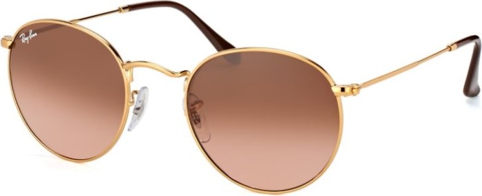 Ray-Ban RB3447 Round Metal 50mm polished bronze-copper/pink-brown gradient