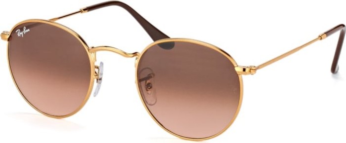 Ray-Ban RB3447 Round Metal 47mm polished bronze-copper/pink-brown gradient