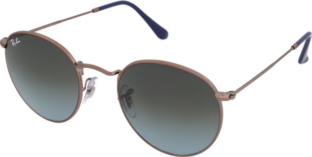 Ray-Ban RB3447 Round Metal 47mm polished bronze-copper/blue-brown gradient