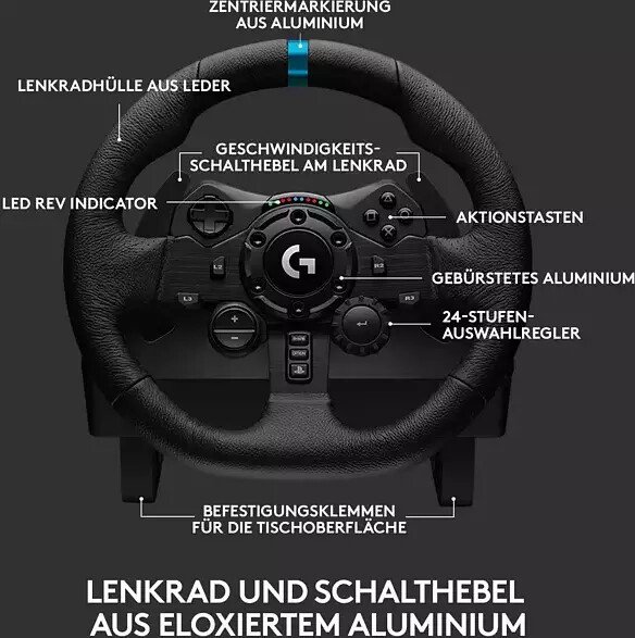 Logitech G G923 Racing Wheel and Pedals for PS5, PS4 and PC Schwarz USB  Lenkrad + Pedale PC, PlayStation 4