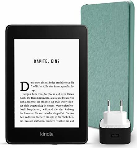 Amazon Kindle Paperwhite 10. Gen ciemnoniebieski 32GB, bez reklam, Essentials zestaw skóra Aloe