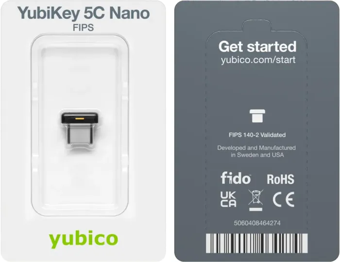 Yubico YubiKey 5C Nano FIPS, USB Authentifizierung, USB-C