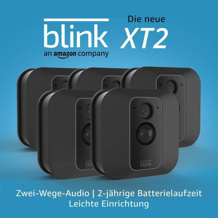 Blink XT2 Outdoor kamera czarny, 2. generacja/2019, w tym Sync moduł, sztuk 5