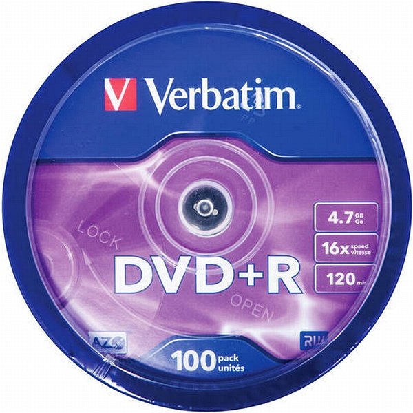 Verbatim DVD+R 4.7GB, 16x, Cake Box 100 sztuk
