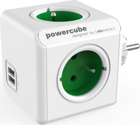 allocacoc/Segula PowerCube original Typ E/USB, weiß/grün