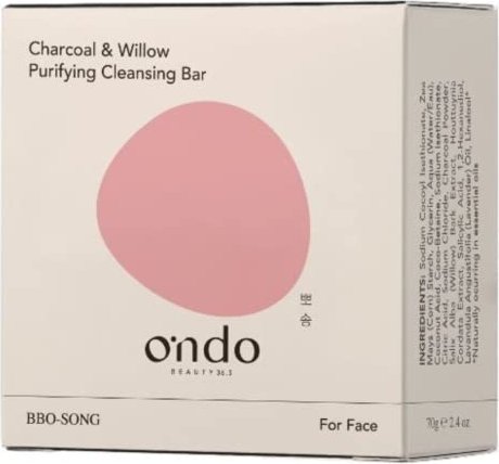 Ondo Beauty 36.5 Charcoal & Willow Soothing Purifying Cleansing Bar Syndet, 70g