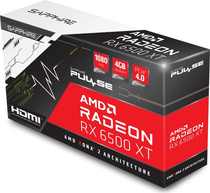 Sapphire Pulse Radeon RX 6500 XT, 4GB GDDR6, HDMI, DP, lite retail