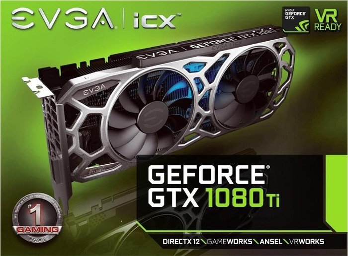 EVGA GeForce GTX 1080 Ti SC2 Gaming, 11GB GDDR5X, DVI, HDMI, 3x DP