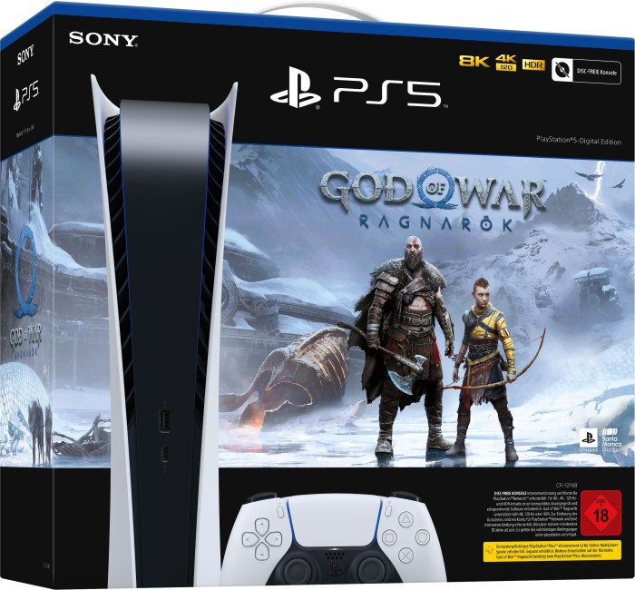 Sony PlayStation 5 Digital Edition - 825GB God of War: Ragnarök Bundle weiß