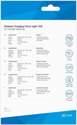 XLayer Wireless Charging Clock Light 10W weiß