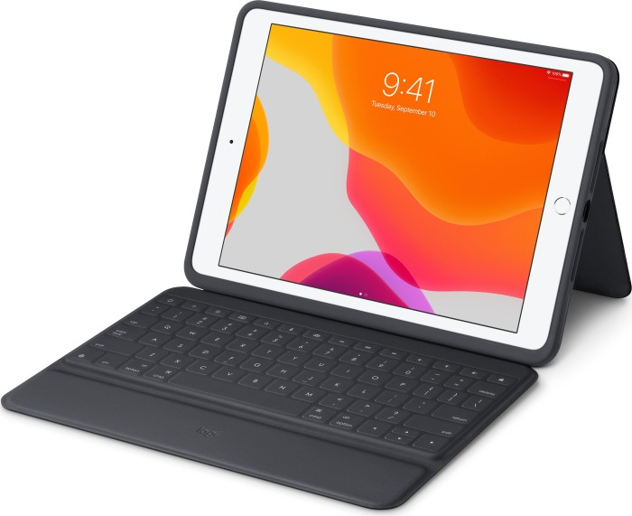 Logitech Rugged Folio, KeyboardDock für Apple iPad 10.2", schwarz, DE