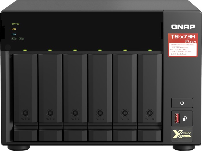 QNAP QuTS hero Turbo Station TS-673A-64G 24TB, 64GB RAM, 2x 2.5GBase-T
