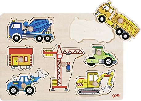Goki Wooden Stud Puzzle - Work Vehicles Holz