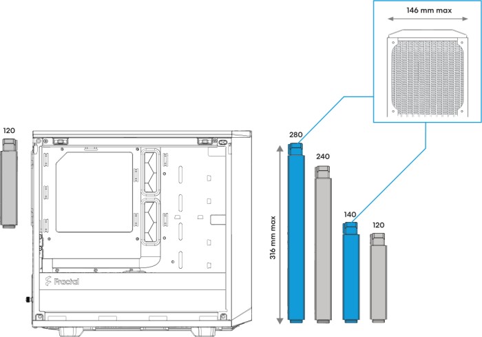 Fractal Design Meshify 2 Nano White TG Clear Tint, szklane okno, mini-ITX