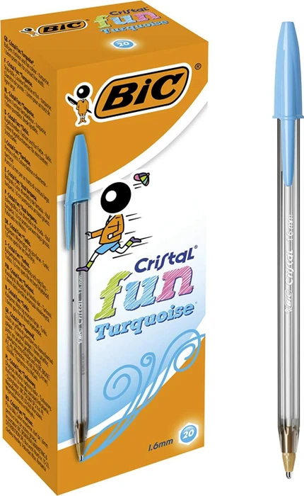 BIC Cristal Fun Kugelschreiber, 4er-Pack – 1,6 Mm Breite Spitze, Knallige Farben: Limette, Rosa, Lila, Türkis