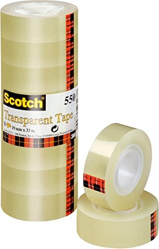3M Scotch Transparentes taśma klejąca 550 19mm/33m, 8 sztuk