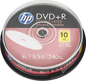 HP DVD+R 8.5GB DL 8x do nadruku, Cake Box 10 sztuk