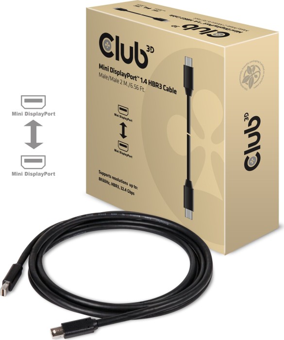 Club 3D mini DisplayPort/mini DisplayPort 1.4 przewód HBR3 czarny, 2m