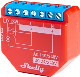 Shelly Plus 1PM, WLAN-Funkschalter mit Strommesssensor, 1-Kanal, Unterputz, Schaltaktor