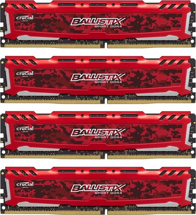 Crucial Ballistix Sport LT rot DIMM Kit 16GB, DDR4-2400, CL16-16-16