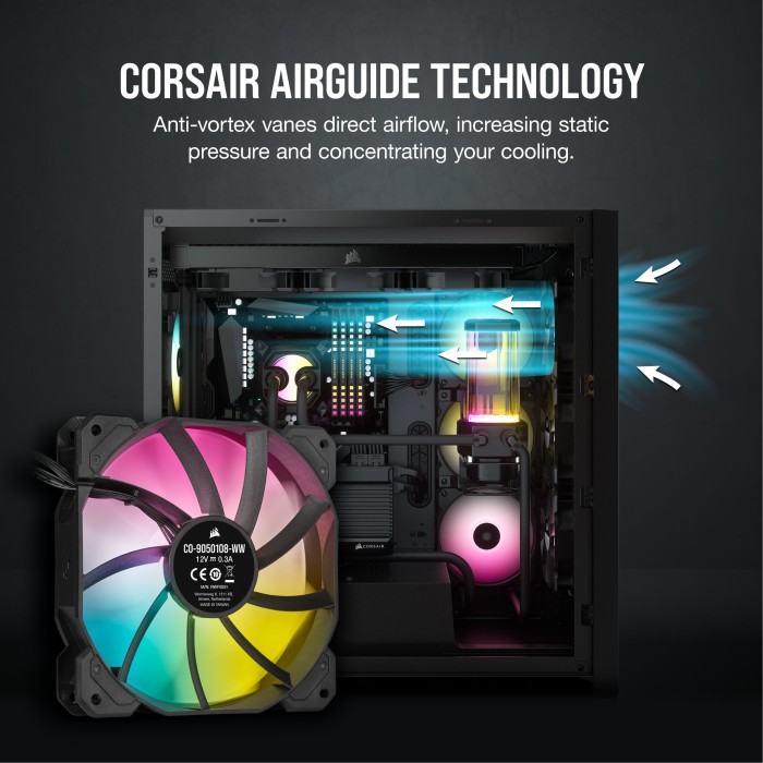Corsair SP Series iCUE SP120 RGB Elite Triple Fan Kit, schwarz, LED-Steuerung, 120mm, 3er-Pack