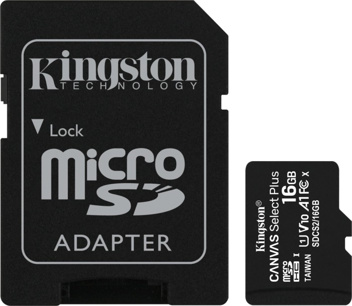 Kingston Canvas Select Plus R100 microSDHC 16GB Kit, UHS-I U1, A1, Class 10, 3er-Pack