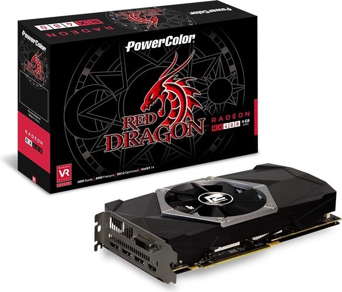 PowerColor Red Dragon Radeon RX 480 (Single Fan), 4GB GDDR5, DVI, HDMI, 3x DP