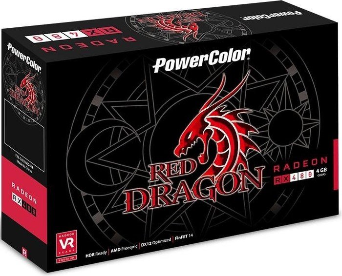 PowerColor Red Dragon Radeon RX 480 (Single Fan), 4GB GDDR5, DVI, HDMI, 3x DP