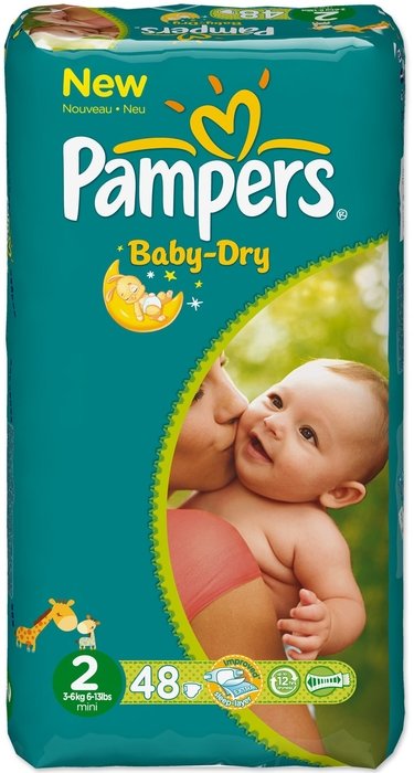 Pampers Baby-Dry rozmiar 2 pielucha jednorazowa, 3-6kg, 48 sztuk