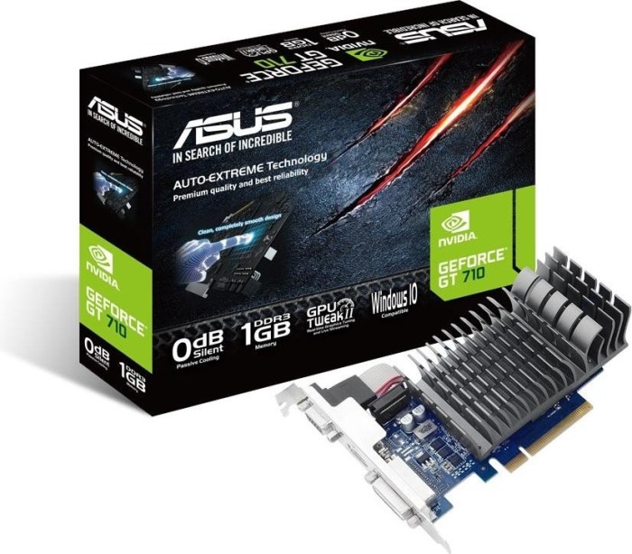 ASUS GeForce GT 710 Silent, 710-1-SL, 1GB DDR3, VGA, DVI, HDMI