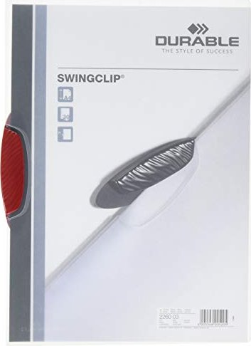 Durable Swingclip – Präsentationsmappe – A4 – Durchscheinend – Weiß – Rot – Porträt – 30 Blätter – M ittelschnalle