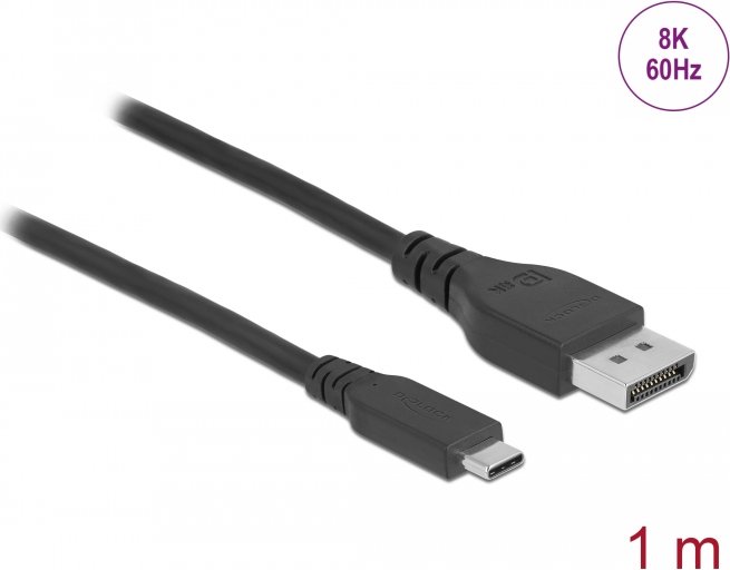DeLOCK USB-C [Stecker] auf DisplayPort 1.4 [Stecker] Kabel 8K 60Hz schwarz, 1m