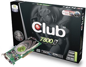 Club 3D GeForce 7800 GS, 256MB DDR3, VGA, DVI, TV-out