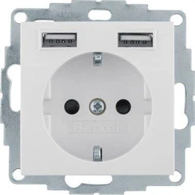 Produktbild von Berker S.1/B.3/B.7 Steckdose SCHUKO/USB A-A, Weiß Glänzend Ab € 57,67