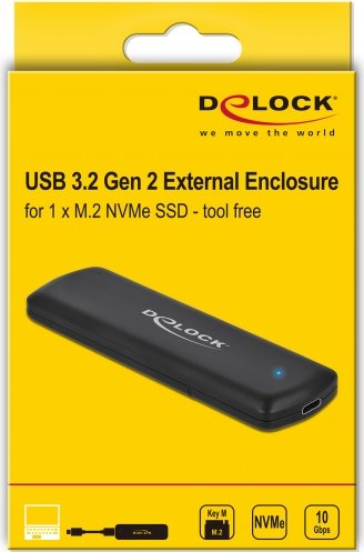 DeLOCK USB 3.2 Gen 2 External Enclosure, USB-C 3.1