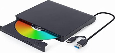 Gembird Externes USB-DVD-Laufwerk schwarz, USB-A/USB-C 3.0