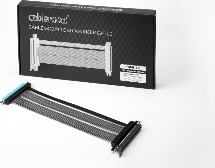 CableMod Straight PCI-e Riser Card Cable, PCIe 4.0 x16, 30cm
