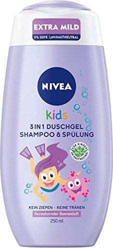 Nivea Kids 3in1 żel pod prysznic, szampon & płukanie Beerenduft, 250ml