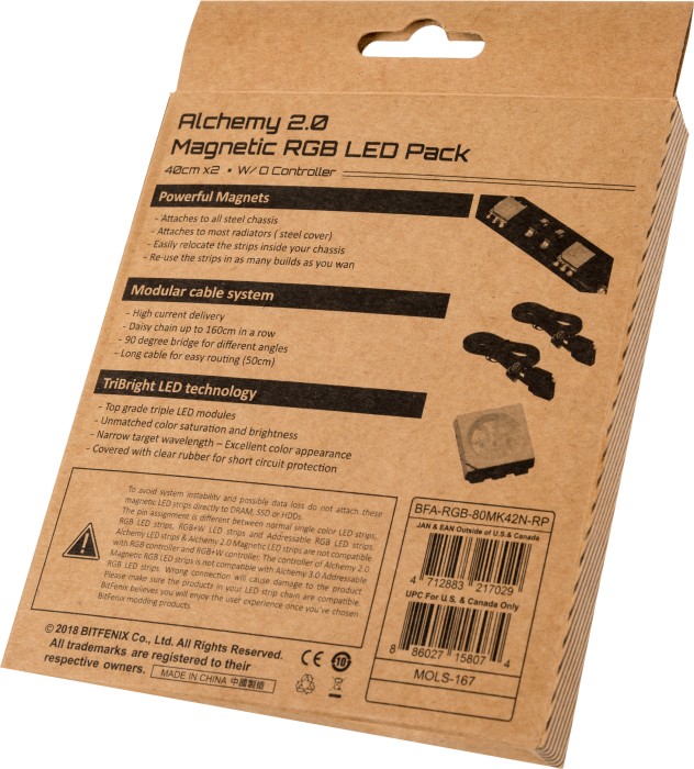 BitFenix Alchemy 2.0 Magnetic ARGB LED Pack 40cm, 21 LED RGB, sztuk 2
