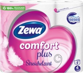 Zewa comfort plus Streichelzart 4-lagig Toilettenpapier weiß, 9 Rollen