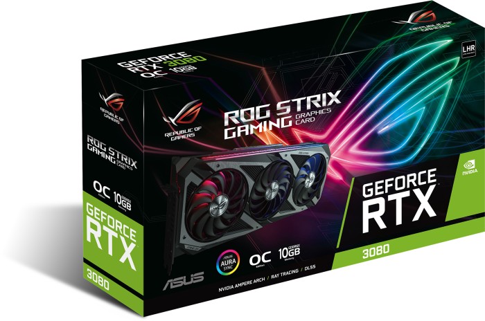 ASUS ROG Strix GeForce RTX 3080 OC V2 (LHR), ROG-STRIX-RTX3080-O10G-V2-GAMING, 10GB GDDR6X, 2x HDMI, 3x DP