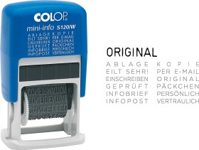 COLOP Mini-Info S120/W Wortbandstempel, 12 Texte, 20x4mm