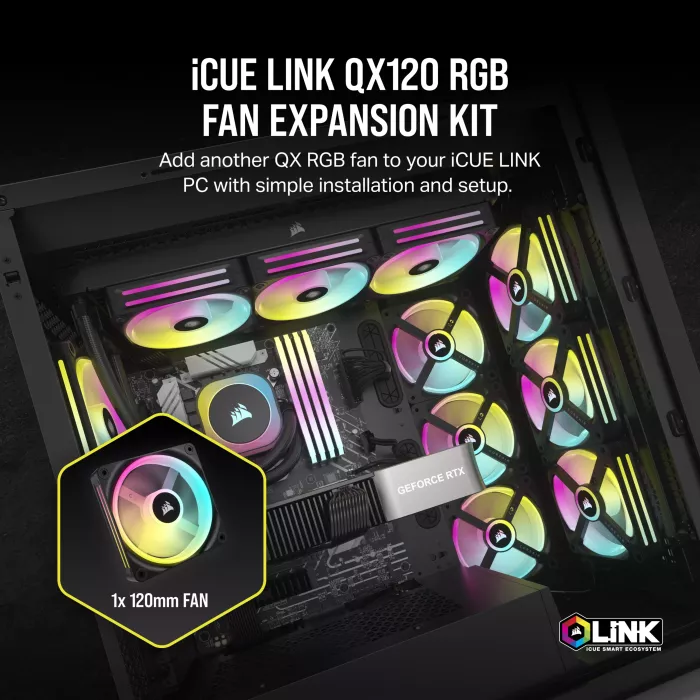 Corsair iCUE LINK QX120 RGB Expansion Kit, schwarz, 120mm
