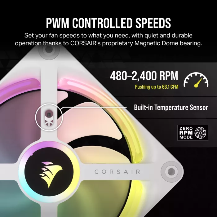 Corsair iCUE LINK QX120 RGB Starter Kit, weiß, LED-Steuerung, 120mm, 3er-Pack