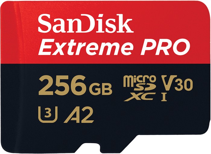 SanDisk Extreme PRO R200/W140 microSDXC 256GB Kit, UHS-I U3, A2, Class 10