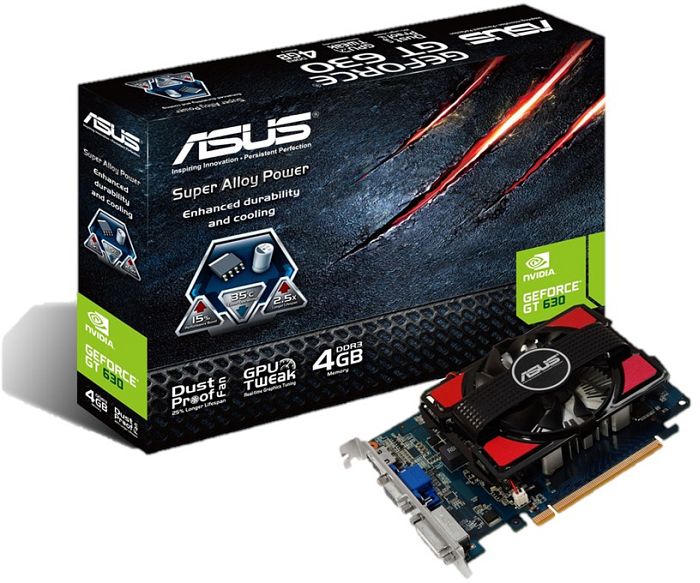 ASUS GeForce GT 630 V2, GT630-4GD3-V2, 4GB DDR3, VGA, DVI, HDMI