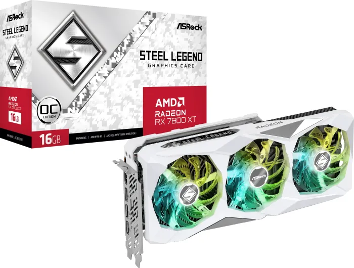 ASRock Steel Legend Radeon RX 7800 XT OC, RX7800XT SL 16GO, 16GB GDDR6, HDMI, 3x DP