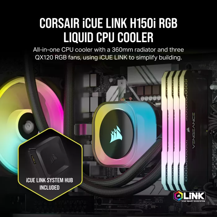Corsair iCUE LINK H150i RGB, czarny