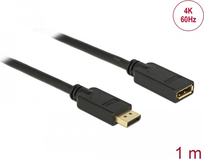 DeLOCK DisplayPort 1.2 kabel przedłużający 4K 60Hz czarny, 1m