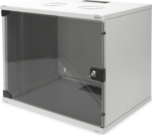 Digitus Professional SoHo-Line 9HE Wandschrank, Glastür, unmontiert, grau, 400mm tief